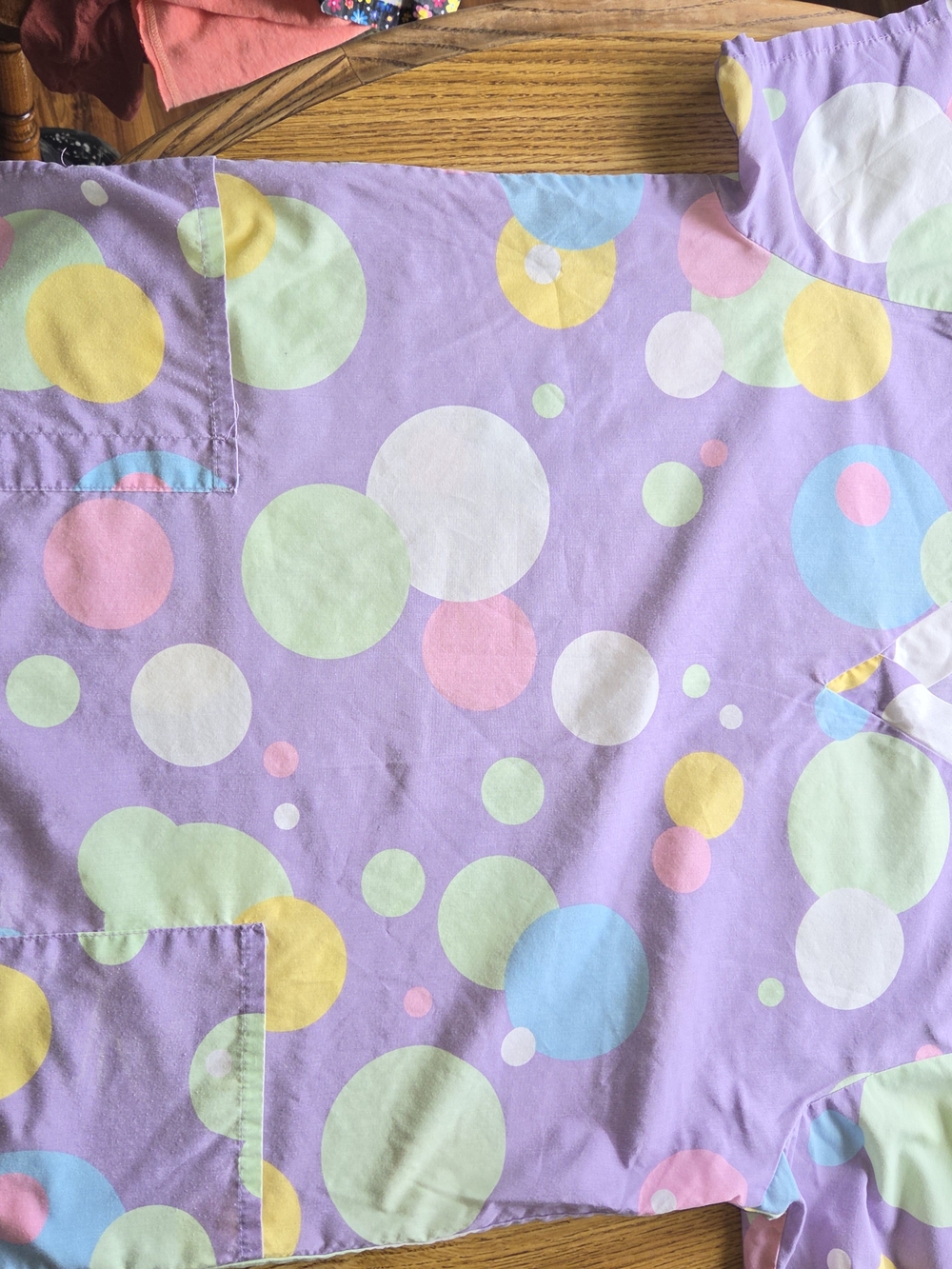 Women's Lavender Polka Dot Scrub  Top - Pastel Bubbles